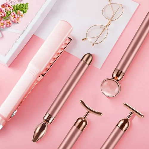 Miniatura 8 de DANGSHAN Rodillo masajeador facial 4 en 1, rodillo de cara de oro de 24 quilates, masaje de nariz para masaje facial facial, herramientas