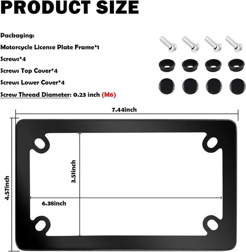 Miniatura 2 de Kit de marcos para matrícula de motocicleta, soporte de marco de matrícula de motocicleta de acero inoxidable con patrón de fibra de carbono