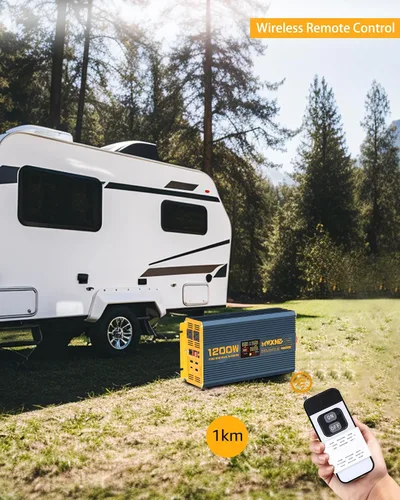 Miniatura 7 de Inversor de Potencia de Onda Sinusoidal Pura de 1200 Vatios DC 12V a 110V AC Convertidor con Dos Salidas de CA, Puertos USB de Carga Rápida