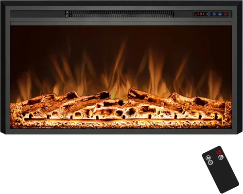 Chimenea eléctrica, insertos de chimenea eléctrica de 50 pulgadas, calentador de chimenea empotrado con control remoto, colores de llama ajustables,