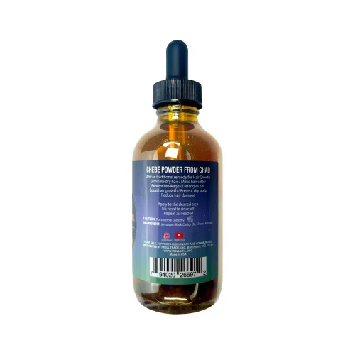 Miniatura 2 de Well's - Aceite de ricino negro jamaicano infundido con polvo Chebe (ligero) 4 onzas líquidas 100% natural Mejora la densidad del cabello Nutre