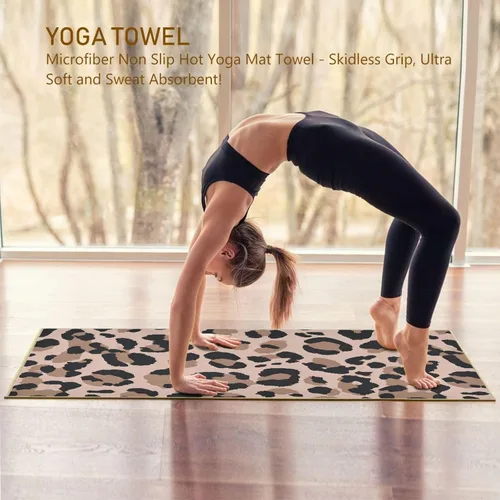 Miniatura 4 de ALAZA Toalla de yoga con patrón de leopardo de animales vintage, antideslizante, suave, absorbente, toalla para yoga, ejercicio caliente, pilates