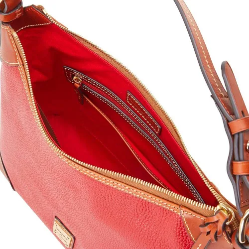 Miniatura 2 de Dooney and Bourke Pebble Grain Bolso Hobo de cuero rojo