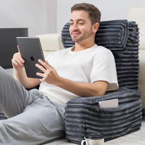 Miniatura 13 de ENITYA Almohada ergonómica XL de 22 pulgadas para sentarse, cojín de respaldo para reclinarse, jugar, descansar, ver la televisión, recuperarse