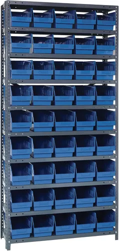 Miniatura 48 de Quantum QSBU-245BK Heavy Duty Shelving Unit with (7) Shelves and (24) QUS245 Black Bins for Garage Warehouse Storage Distribution 400 lb Load