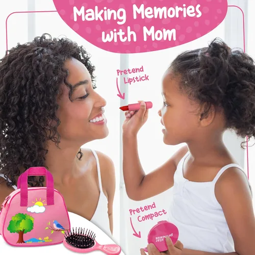 Miniatura 4 de Bolso de Juego para Niños Pequeños con Accesorios, Juguetes para Niñas con Maquillaje de Juguete, Llaves, Teléfono Inteligente, Bolso de Juguete