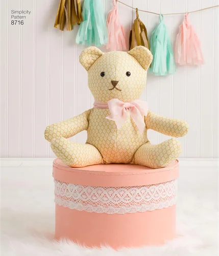 Miniatura 5 de Simplicity 8716 Patrones de costura de animales de peluche oso, gato y perro por Elaine Heigl Designs, talla única