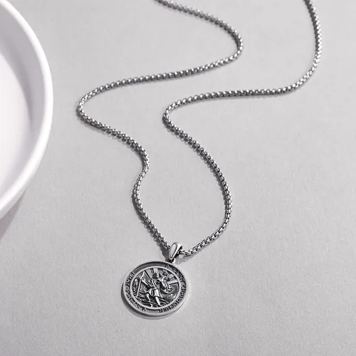 Miniatura 527 de Collar de plata de ley 925 con medalla de San Patrón, colgante de protección católica, amuleto, joyería religiosa para hombres y mujeres