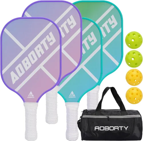 Miniatura 14 de AOBORTY USAPA - Paquete de 4 palas de pickleball – Juego de 4 raquetas de grafito claro de primera calidad con cara de fibra y polímero con núcleo