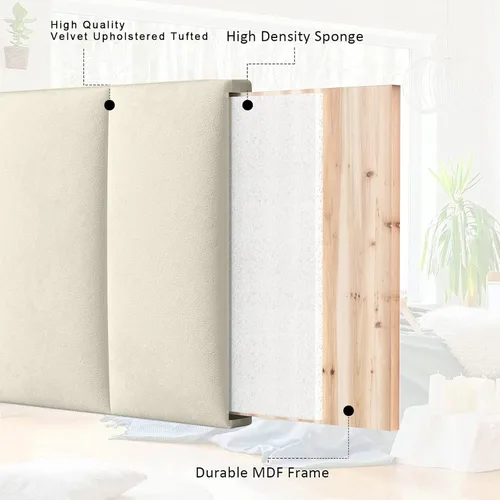 Miniatura 6 de BSHOMGI Cabecera, Cabeceras Tamaño Queen Montadas en Pared Cabecera de Cama con Cabeceras Solamente Altura Ajustable Beige Cabeceras para Dormitorio