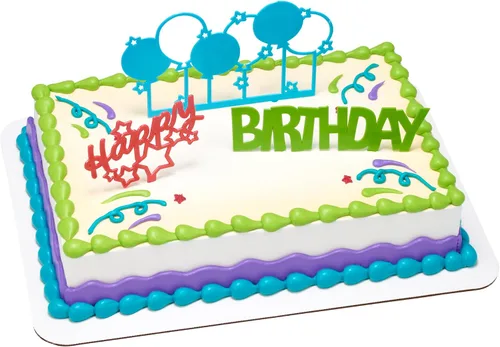 DecoSet® Kit de decoración de pastel de feliz cumpleaños, 3 piezas para decoración de pastel con "Happy", "Birthday" y globos, palillos multicolor