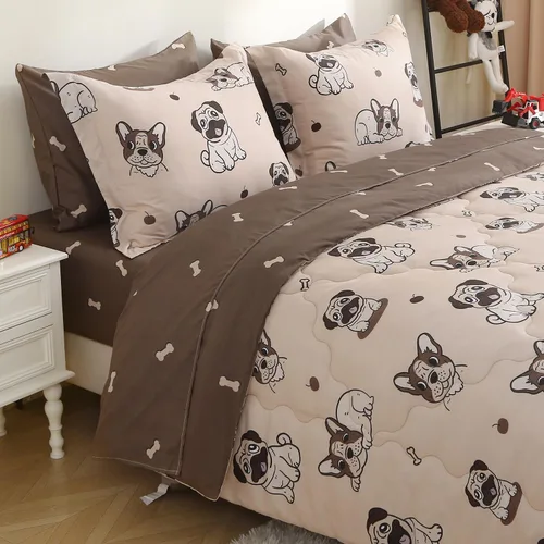 Miniatura 16 de Juego de ropa de cama con lazo para niñas, tamaño matrimonial, 7 piezas, color azul, Kawaii con lazo, cama en una bolsa para niños y adolescentes