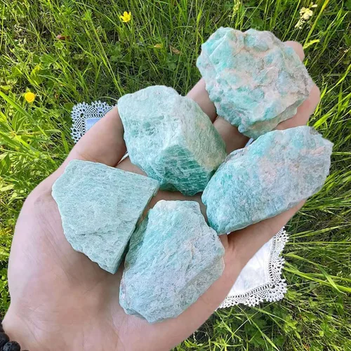 LAIDANLA 1 libra 2" Piedras en Bruto Naturales de Amazonita Cristales Grandes Crudos a Granel Piedras Preciosas Curativas para Sanación Reiki