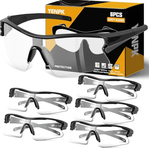 Miniatura 9 de Gafas de seguridad con protección UV para hombres, antiarañazos, conformes a ANSI z87+, gafas protectoras de goma antideslizante con patillas