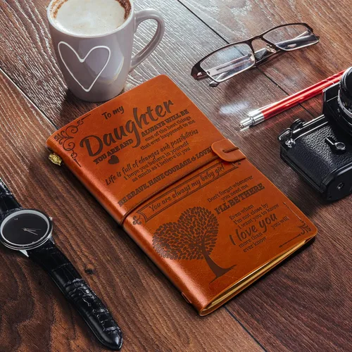 Miniatura 2 de Regalo para mi hija, diarios de cuero de parte de mamá o papá, diarios de escritura de 140 páginas para adolescentes, regalo especial para hija