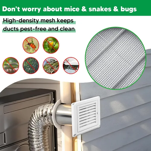 Miniatura 5 de Funmit Cubierta de ventilación con rejillas de 6 pulgadas que detiene la anidación de pájaros para secadora exterior, cubierta de ventilación