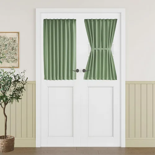 Miniatura 107 de Vatge - Cortinas autoadhesivas para puerta francesa, tratamiento de ventana con filtro de luz sin varillas ni perforaciones para puertas de cristal