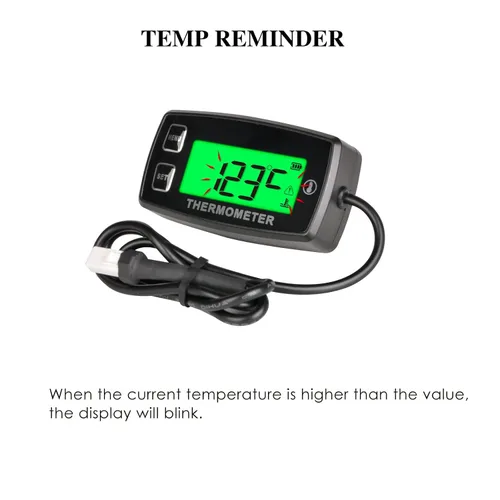 Miniatura 4 de Vista completa - Termómetro digital LCD para motor, medidor de temperatura, alerta de sobretemperatura, repuesto de batería para motocicleta