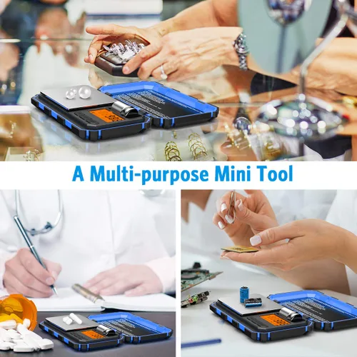 Miniatura 7 de Mini báscula digital (actualizada), báscula de bolsillo de 7.05 oz/0.00 oz, peso de calibración de 1.76 oz, báscula inteligente electrónica, 6