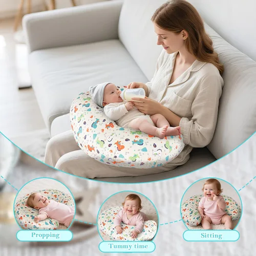 Miniatura 2 de Funda de almohada de lactancia, 100% algodón, ultra suave y transpirable, tamaño estándar para almohadas de lactancia, lavable a máquina e