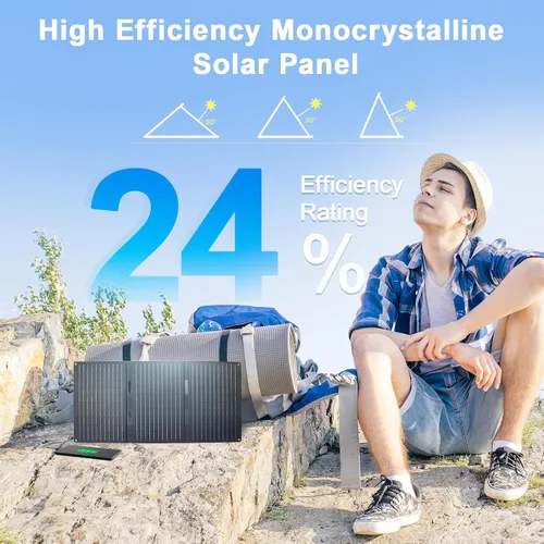 Miniatura 2 de Panel solar portátil de 30W, cargador de panel solar plegable con QC3.0 USB-A USB-C y salida DC para teléfono/banco de energía/iPad/estación