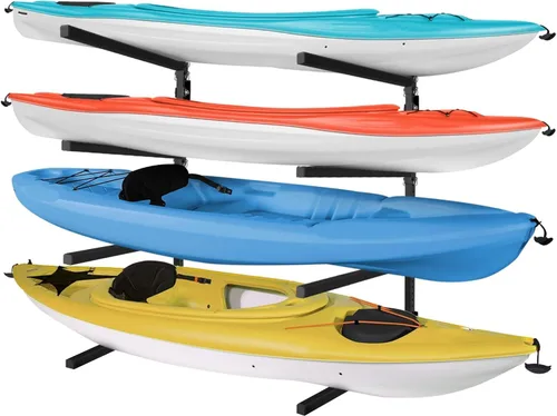 Yes4All Estante de almacenamiento para kayak, soporte de pared para kayak, 400 libras, 4 niveles ajustables, estante para kayak al aire libre, A.
