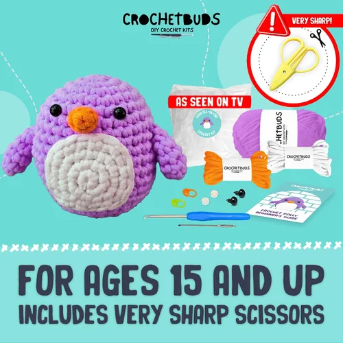 Miniatura 6 de Penguin Crochet Kit for Beginners & Adults (Purple) – DIY Yarn Craft for Couples, Teens & Animal Lovers Complete Kit w/Hook, Pattern, Step-by-Step