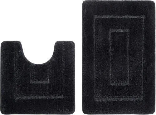 Miniatura 4 de WPM - Juego de alfombras de baño y cortina de ducha con estampado de cebra blanca, alfombra de baño absorbente de lujo, alfombra de felpa