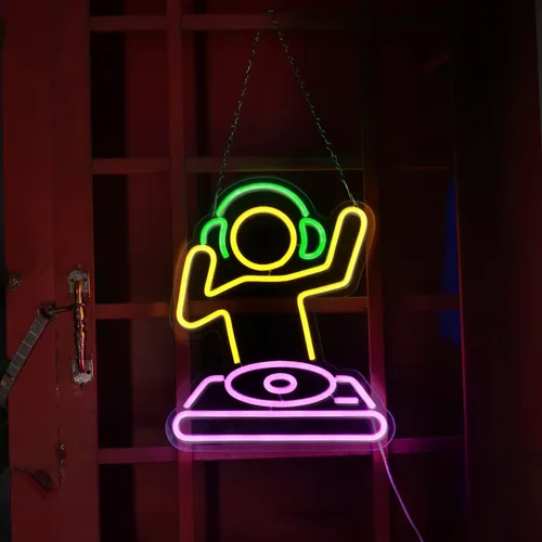 Miniatura 3 de Letrero de neón para reproductor de DJ para bar, funciona con USB, para la cueva del hombre, letrero de neón de anime, luz LED de neón regulable