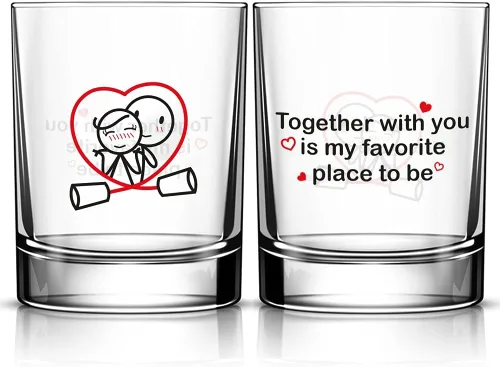 Miniatura 8 de BoldLoft Vasos para beber con texto en inglés «Say I Love You His and Hers», regalos para ella, esposa, novia, pareja para San Valentín, Di te amo
