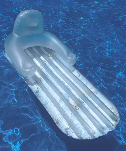 Miniatura 3 de Galvanox - Flotador de piscina para adultos, sillón reclinable inflable para nadar/broncearse, mármol azul