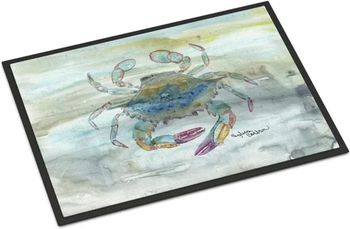 Caroline's Treasures SC2005JMAT - Tapete de acuarela de cangrejo azul para puerta delantera, 24 x 36 pulgadas, para interiores y exteriores, para