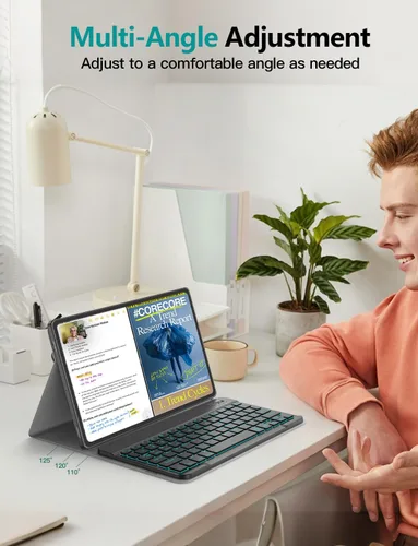 Miniatura 5 de Funda para teclado retroiluminada para Samsung Galaxy Tab S10 Lite/S10 FE/S9 FE 5G 10.9"/ Tab S9 11", teclado inalámbrico desmontable magnético de 7