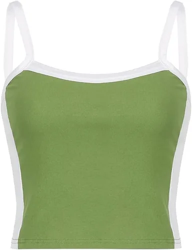 Y2K - Camiseta corta sexy de verano para mujer, estilo vintage, sin mangas, de punto, a rayas, casual, estilo halter