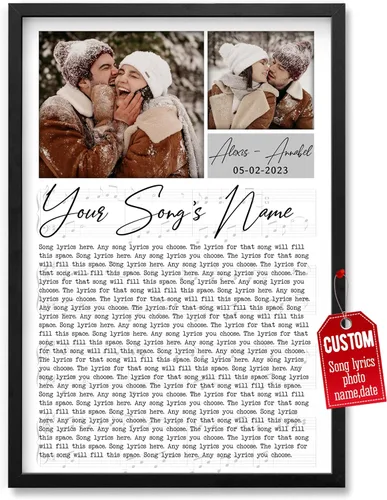 Miniatura 38 de H-DEWALL Póster personalizado de letras de canciones, regalo de boda único para parejas, personaliza con tus propias fotos, nombres y fecha, sin