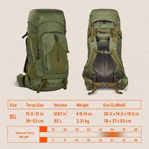 Miniatura 2 de Mochila de senderismo Kelty Asher, capacidad de 18-85 litros, para senderismo, mochilero, paquete de viaje, armazón interno modelo 2023