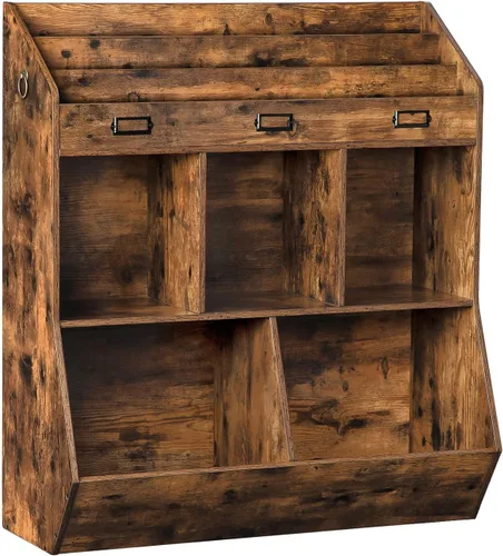 Miniatura 9 de HOOBRO Estantería para niños, organizador de juguetes y almacenamiento, estantería para niños, 5 compartimentos y 3 estantes de 3 capas, cabecera