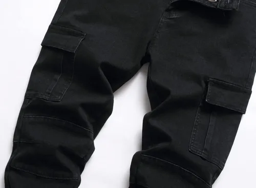 Miniatura 4 de JUNBAOSS Jeans ajustados para hombre, elásticos, rasgados, ajustados, para hombre, pierna recta, cómodos, con cintura flexible, pantalones casuales