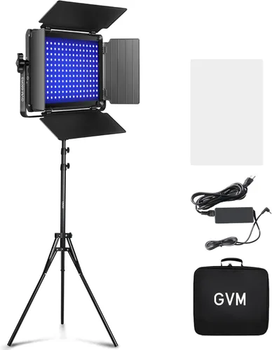 Miniatura 11 de GVM - Luz de video LED RGB con kits de iluminación, panel de luz LED 680RS 50W con control Bluetooth, 2 paquetes de iluminación de fotografía