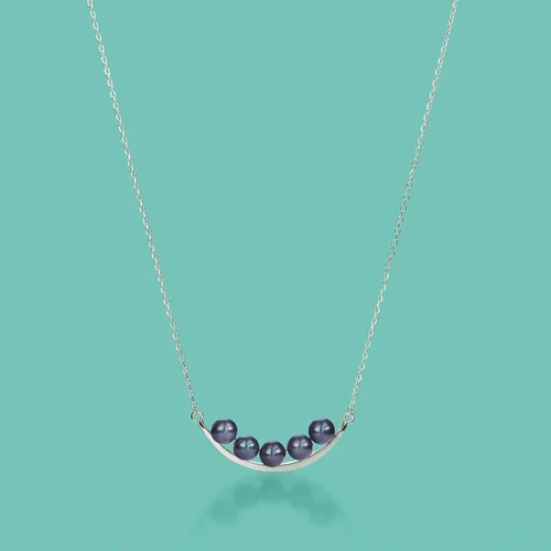Miniatura 3 de Ross-Simons 5.5-6mm Black Cultured Pearl Curved Bar Necklace in Sterling Silver