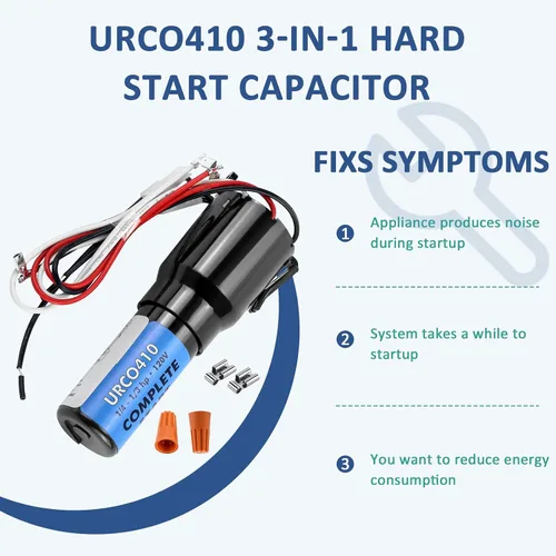 Miniatura 5 de URCO410 Kit de condensador de arranque duro 3 en 1 para refrigeradores, combinación de condensador de arranque de sobrecarga de relé de estado