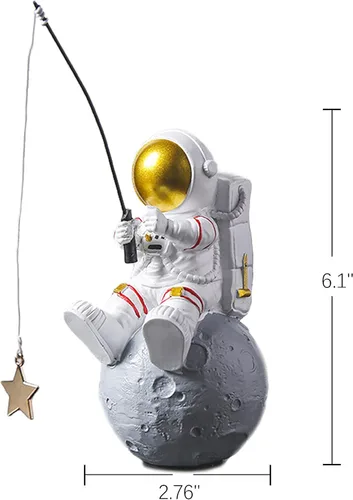 Miniatura 6 de Estatua de astronauta, figura de estrella de pesca de astronauta, escultura para decoración de escritorio y mesa, adorno de escritorio de resina
