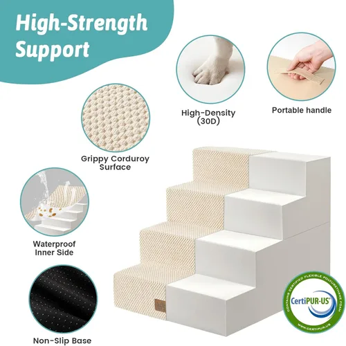 Miniatura 3 de COZY KISS Escaleras para perros pequeños, escaleras extraíbles de 4 niveles para sofá y cama, escalones para perros de 17.7 pulgadas de alto