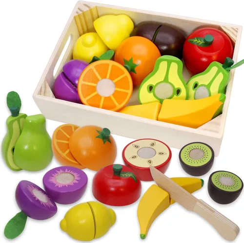 Comida de madera para niños, cocina para cortar frutas, juguetes para niños pequeños, simulación de verduras, regalo para niños y niñas, juguetes