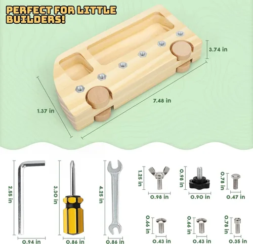 Miniatura 6 de TOY Life Juego de tablero de destornillador Montessori de madera para niños pequeños y niños de 3, 4, 5 años, juguetes sensoriales de autobús