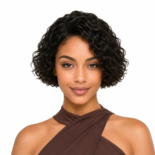 Miniatura 9 de Pelucas de cabello humano rizado profundo, parte lateral, encaje frontal precortado, encaje frontal para usar y llevar, peluca sin pegamento