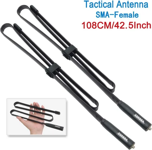 Miniatura 2 de Paquete de 2 ABBREE Antena Táctica CS Plegable de Doble Banda 144/430Mhz SMA-Hembra de 42.5 Pulgadas de Longitud para Radio GMRS Baofeng UV-5R