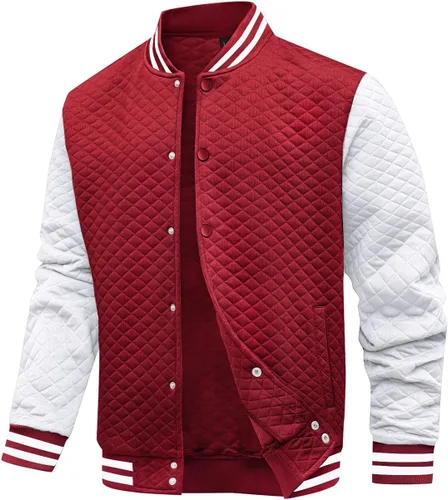 Miniatura 15 de Wizoat Chaqueta universitaria para hombre, chaqueta ligera casual con diseño de gofre, chaquetas bomber