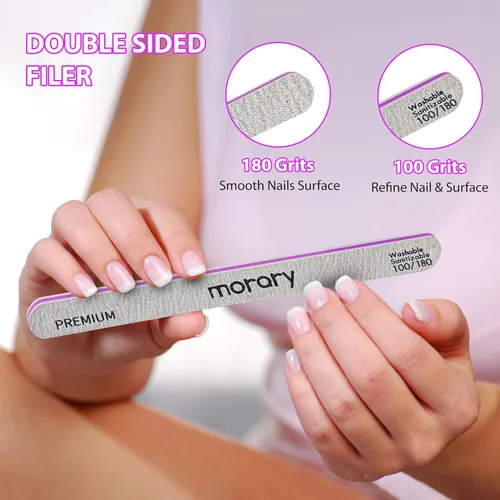 Miniatura 3 de Limas de uñas y pulidoras de 12 piezas, kit de herramientas profesionales de manicura, 6 unidades grises de doble cara de grano 100/180 limas