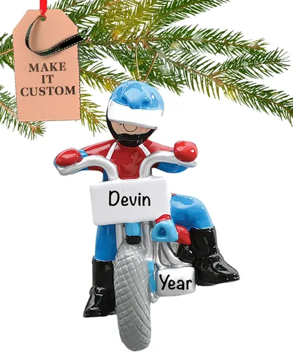 Adorno personalizado de moto de cross 2026 | Adornos de Navidad deportivos grabados con láser para árbol | Regalo de recuerdo personalizado de
